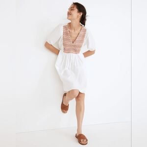 Madewell White and Brown Mini Dress